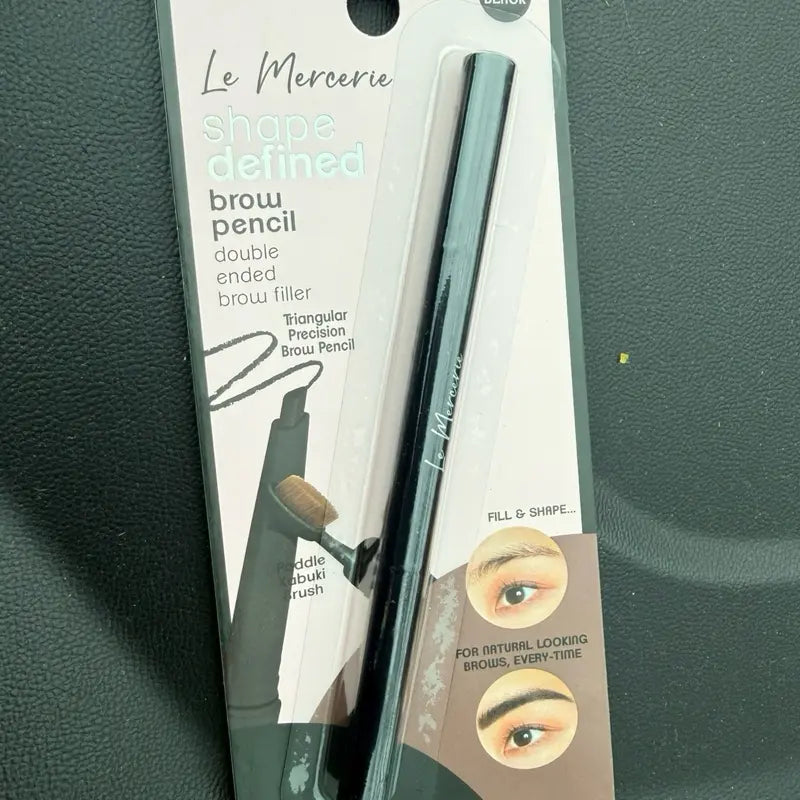 Le Mercerie Shape Defined Brow Pencil Deep Brown Double Ended Triangular Precision with Paddle Kabuki Brush for Natural Looking Brows