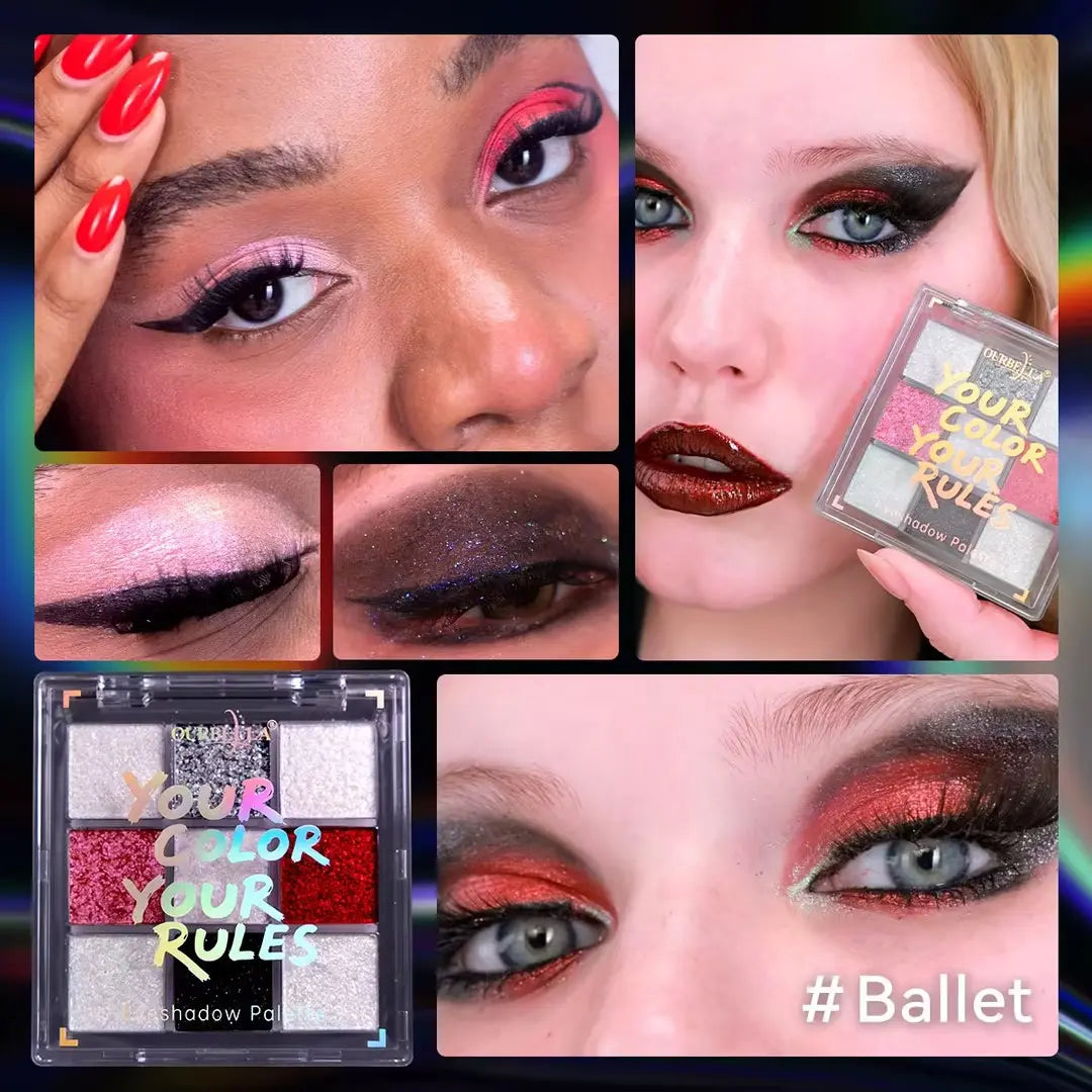 Ourbella Duochrome Eyeshadow Palette Mermaid 9 Shades with Super Smooth Formula Includes Special Colors & Highly Pigmented Makeup Multicolor Cosmetic Blend Daily Gentle Lid Shimmer Glitter