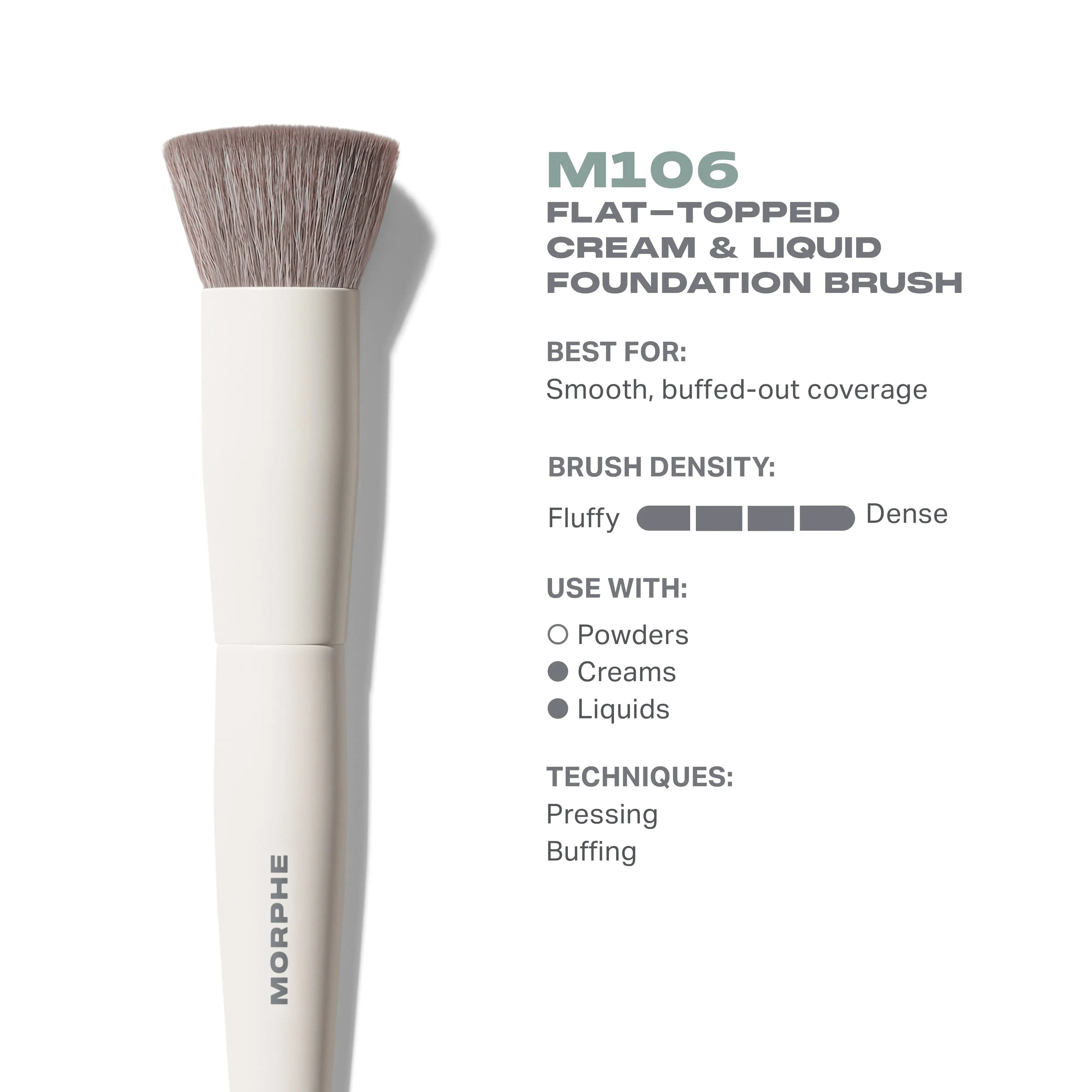 Morphe M106 Flat-Topped Foundation Brush — Ultra-Dense, Even-Blend Bristles for Pressing and Buffing Cream and Liquid Formulas