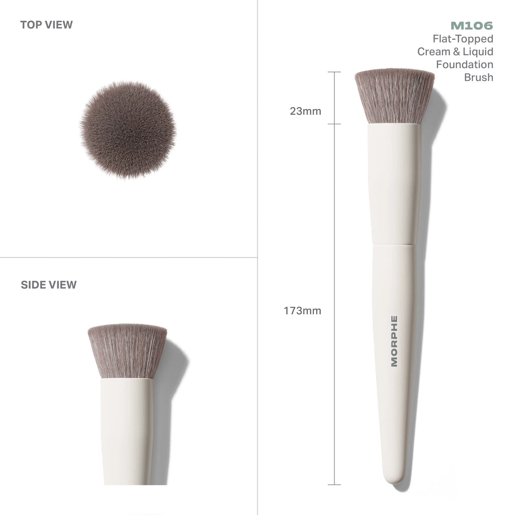 Morphe M106 Flat-Topped Foundation Brush — Ultra-Dense, Even-Blend Bristles for Pressing and Buffing Cream and Liquid Formulas