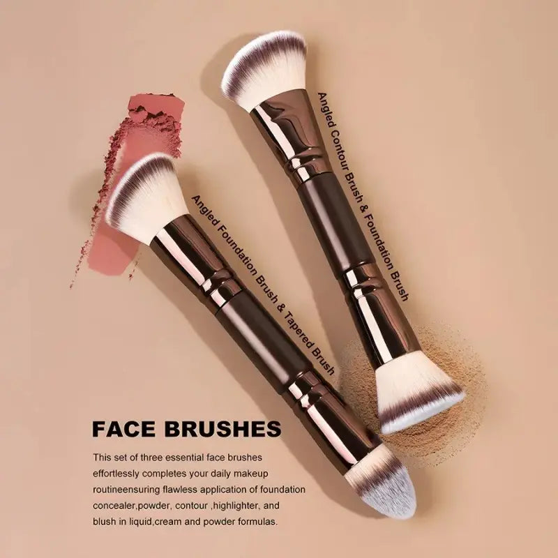 6-Piece Dual-Ended Makeup Brush Set, Cosmetic Brush Set, Two-In-One Multifunctional Foundation Contour Eyeshadow Blush Brushes, Blending Brush, Premium Synthetic Hair Beauty Tools